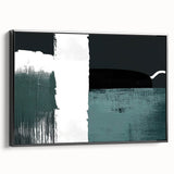 Framed canvas wall art showcasing an abstract design of colorful strokes and lines, presented in a sleek black frame, adding modern elegance to home decor.