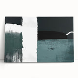 Abstract wall art featuring vibrant strokes and lines in shades of blue, orange, and yellow, designed for modern home decor, displayed on a neutral background.