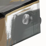 Close-up of abstract strokes and lines design in vibrant colors on acrylic glass, showcasing modern wall art for contemporary home decor enthusiasts.