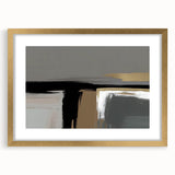Abstract strokes and lines design wall art in a gold frame with a mat, showcasing modern artistic expression and sophistication, perfect for contemporary decor.