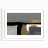 Abstract strokes and lines design wall art in a white frame with a mat, showcasing a modern artistic aesthetic ideal for contemporary home decor.