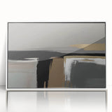 Abstract wall art showcasing vibrant strokes and lines in a modern design, framed in white acrylic, adding a contemporary touch to any space.