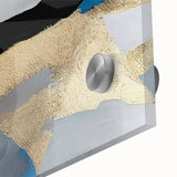 Abstract strokes and lines design in vibrant colors on acrylic glass, showcasing a modern artistic flair ideal for contemporary interior decor. This close-up emphasizes texture and intricate details, perfect for enhancing living spaces or art collections.