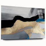 Abstract wall art featuring a dynamic composition of colorful strokes and lines, displayed in a sleek acrylic frame, perfect for modern home decor.