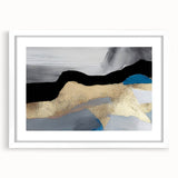 Abstract strokes and lines design wall art framed with a white mat, showcasing a modern aesthetic perfect for contemporary home decor. Ideal for enhancing living spaces with a touch of elegance.