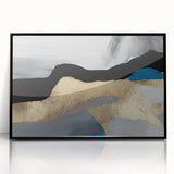 Framed wall art showcasing an abstract design with colorful strokes and lines on a sleek black frame, perfect for modern home decor. Ideal for adding a contemporary touch to any living space.