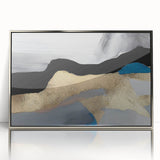 Framed abstract strokes and lines wall art in a sleek silver frame, showcasing a modern design with vibrant colors that enhance contemporary decor. Ideal for living spaces or offices, this piece adds a touch of elegance and creativity to any interior.