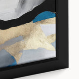 Close-up view of an abstract strokes and lines design in a framed canvas wall art piece, showcasing vibrant colors and intricate textures suitable for modern decor.