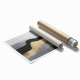 Abstract wall art print showcasing vibrant strokes and lines in shades of blue, orange, and yellow, designed to enhance modern interior decor. Perfect for living rooms or creative spaces, this unique piece adds a contemporary touch to any wall.