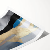 Abstract strokes and lines design wall art print featuring vibrant colors and dynamic patterns, ideal for modern home decor, rolled and ready for framing.