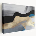 Stretched canvas wall art showcasing an abstract design of colorful strokes and lines, presented in a side view to highlight texture and depth. Perfect for modern home decor.