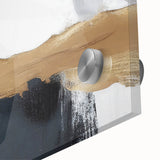 Close-up of an abstract strokes and lines design wall art piece featuring vibrant colors and dynamic patterns, showcasing acrylic glass finish for a modern aesthetic.