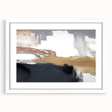 Abstract strokes and lines design wall art with a white mat and frame, showcasing modern aesthetics and vibrant colors, ideal for contemporary home decor.