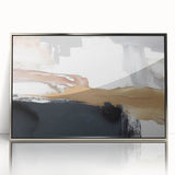 Framed acrylic wall art featuring an abstract design of silver strokes and lines, elegantly presented in a modern style to enhance contemporary décor.