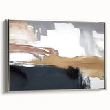 Framed canvas wall art showcasing an abstract design with dynamic strokes and lines in silver tones, ideal for modern home decor and artistic expression.