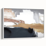 Framed canvas wall art featuring an abstract design of colorful strokes and lines, presented in a sleek white frame, perfect for modern home decor.