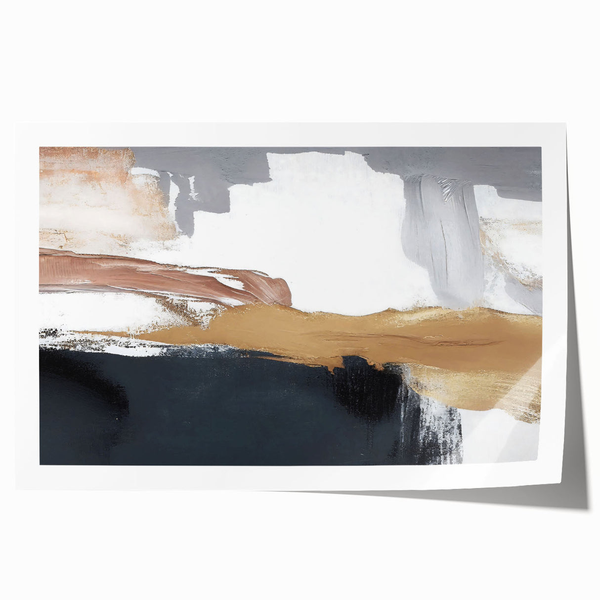 Abstract strokes and lines design in vibrant colors on a rolled canvas print, showcasing a modern artistic style ideal for contemporary home decor. The artwork is carefully packaged in a durable cardboard tube for safe shipping and storage.