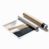 Abstract wall art print showcasing vibrant strokes and lines in shades of blue, orange, and yellow, perfect for modern home decor and artistic expression.