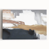 Abstract canvas wall art featuring a vibrant design of colorful strokes and lines in shades of blue, orange, and yellow, ideal for modern home decor.