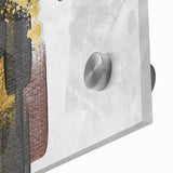 Close-up of an abstract wall art design showcasing vibrant strokes and lines in a dynamic composition, printed on acrylic glass for a modern aesthetic.