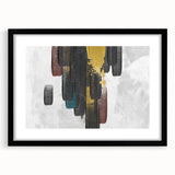 Abstract strokes and lines wall art design featuring a black frame and mat, showcasing modern aesthetics ideal for contemporary home decor.