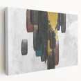 Abstract wall art featuring vibrant strokes and lines in a variety of colors, displayed in a stretched canvas format, showcasing a modern artistic design suitable for contemporary home decor.