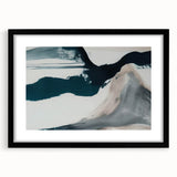 Abstract wall art print showcasing dynamic strokes and lines in a minimalist design, framed with a sleek black mat, ideal for modern decor.