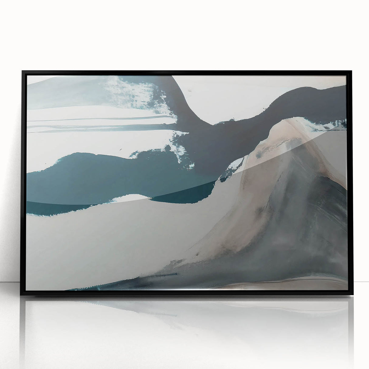 Framed wall art featuring an abstract design of colorful strokes and lines against a black background, showcasing modern artistic expression perfect for contemporary decor.