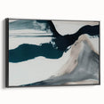 Framed canvas wall art showcasing an abstract design of colorful strokes and lines, presented in a sleek black frame, ideal for modern home decor.