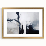 Abstract wall art featuring dynamic strokes and lines in a gold frame, showcasing a modern design that enhances contemporary home decor aesthetics.