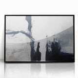 Framed acrylic wall art showcasing an abstract design of colorful strokes and lines, featuring a sleek black frame that enhances contemporary decor aesthetics.