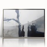 Framed acrylic wall art showcasing an abstract design of colorful strokes and lines in silver hues, ideal for modern home decor. Perfect for enhancing interior aesthetics.