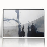 Framed wall art showcasing an abstract design of colorful strokes and lines, set against a white background, ideal for modern home decor. The sleek acrylic frame enhances the vibrant artwork, adding a contemporary touch to any room.