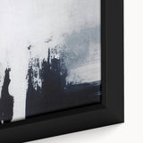 Close-up of abstract strokes and lines design on a framed canvas wall art piece, showcasing vibrant colors and intricate textures, perfect for modern decor.