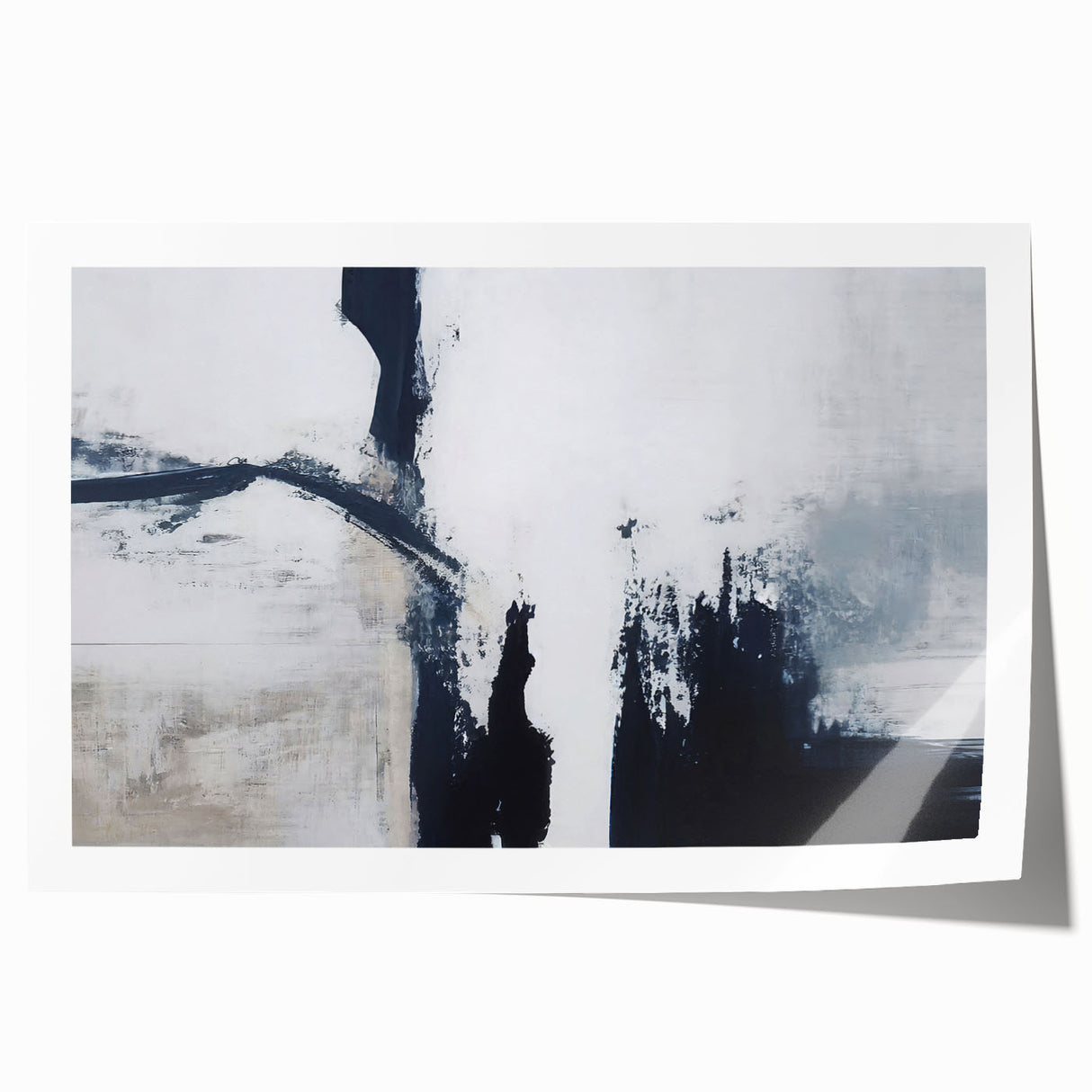 Abstract strokes and lines in vibrant colors create a modern wall art design, perfect for contemporary decor. This rolled print is ideal for adding a splash of creativity to any space.