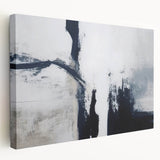 Abstract strokes and lines in vibrant colors create a contemporary wall art piece on stretched canvas, showcasing modern artistic design perfect for home decor.