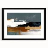 Abstract wall art featuring bold strokes and lines in a modern design, framed with a sleek black mat, ideal for contemporary home decor and gallery walls.