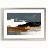 Abstract strokes and lines wall art design framed in silver, featuring a modern aesthetic suitable for contemporary home decor. The artwork showcases an elegant blend of colors and textures, perfect for enhancing living spaces.