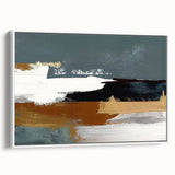 Framed canvas wall art showcasing an abstract design with vibrant strokes and lines in various colors, displayed from a side angle against a white background. Ideal for modern home decor.