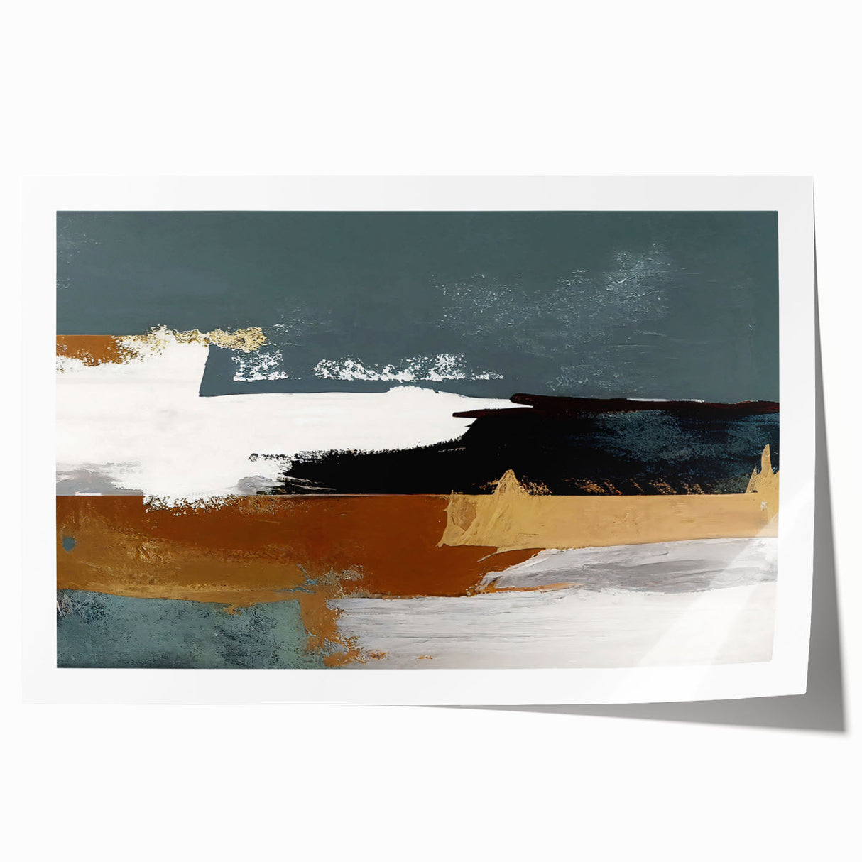 Abstract wall art print featuring dynamic strokes and lines in vibrant colors, ideal for modern decor. This rolled canvas is perfect for enhancing interior spaces.