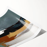 Abstract wall art print showcasing vibrant strokes and lines in hues of blue, yellow, and red, perfect for modern home decor and artistic interiors.