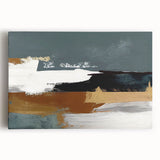 Abstract wall art featuring fluid strokes and lines in vibrant colors, ideal for modern decor. Stretched canvas design showcases artistic depth and texture.