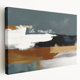 Stretched canvas wall art showcasing an abstract design with colorful strokes and lines, featuring a side view that highlights its textured surface and vibrant hues. Ideal for modern decor, this piece brings a dynamic artistic touch to any room.