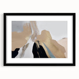 Abstract strokes and lines design wall art in a sleek black frame with a mat, showcasing a modern aesthetic suitable for contemporary home decor.