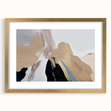 Abstract strokes and lines design wall art framed with a gold mat, showcasing a contemporary aesthetic ideal for modern home decor, adding elegance to any space.