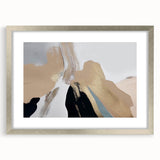 Abstract wall art featuring dynamic strokes and lines in a modern design, framed with a silver mat, enhancing any contemporary home decor.