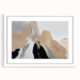 Abstract strokes and lines in a modern wall art design featuring a white frame with a mat, ideal for contemporary home decor and art enthusiasts.