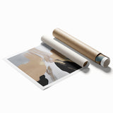 Abstract wall art design showcasing vibrant strokes and lines in shades of blue, yellow, and pink, perfect for modern home decor. This rolled print adds a contemporary touch to any interior space, enhancing creativity and visual appeal.