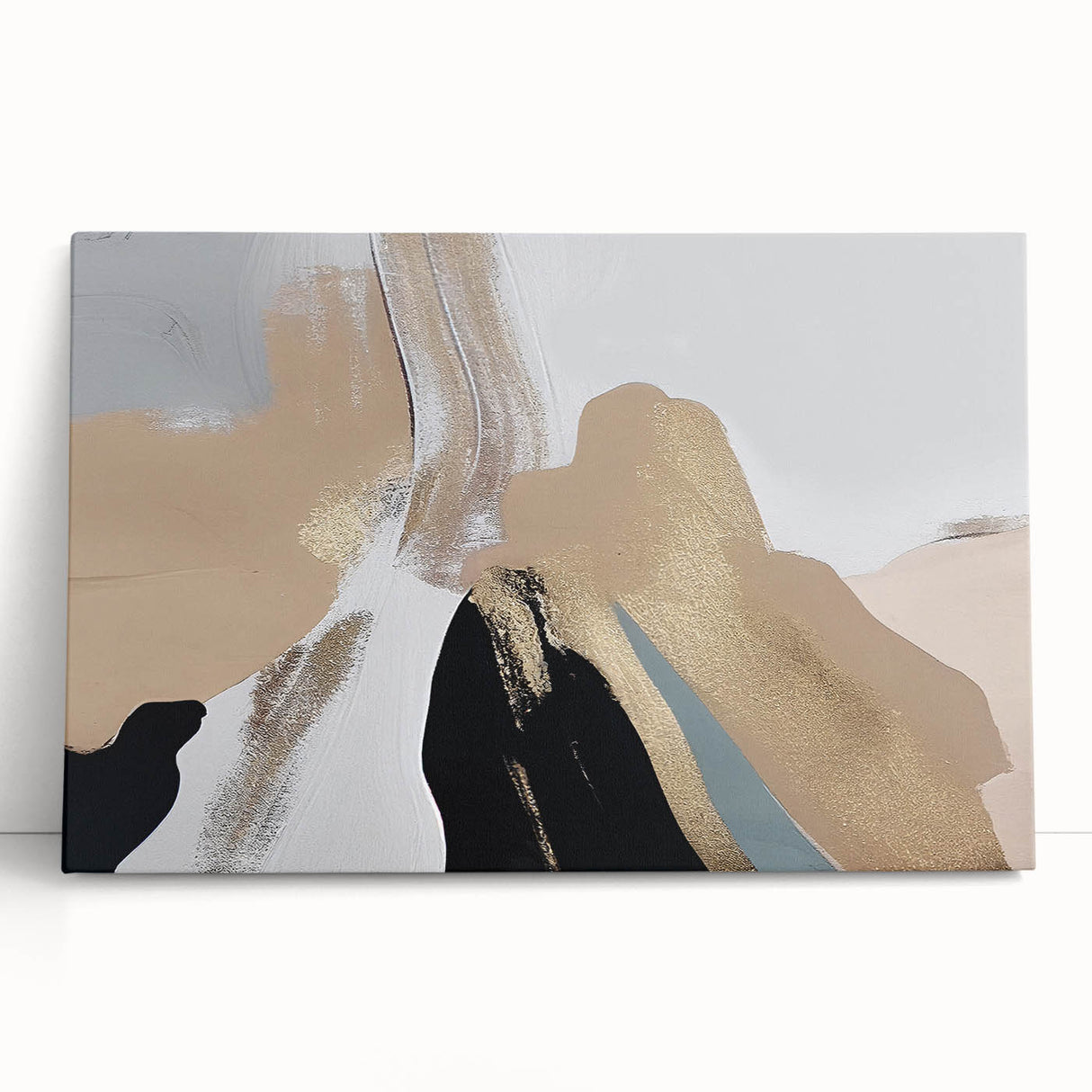 Abstract canvas wall art showcasing vibrant strokes and lines in a modern design, featuring a blend of blue, orange, and gold hues, perfect for contemporary home decor.