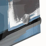 Close-up of an abstract wall art piece showcasing vibrant strokes and lines in a harmonious blend of colors, perfect for modern interior decor. Ideal for enhancing living spaces with artistic flair.